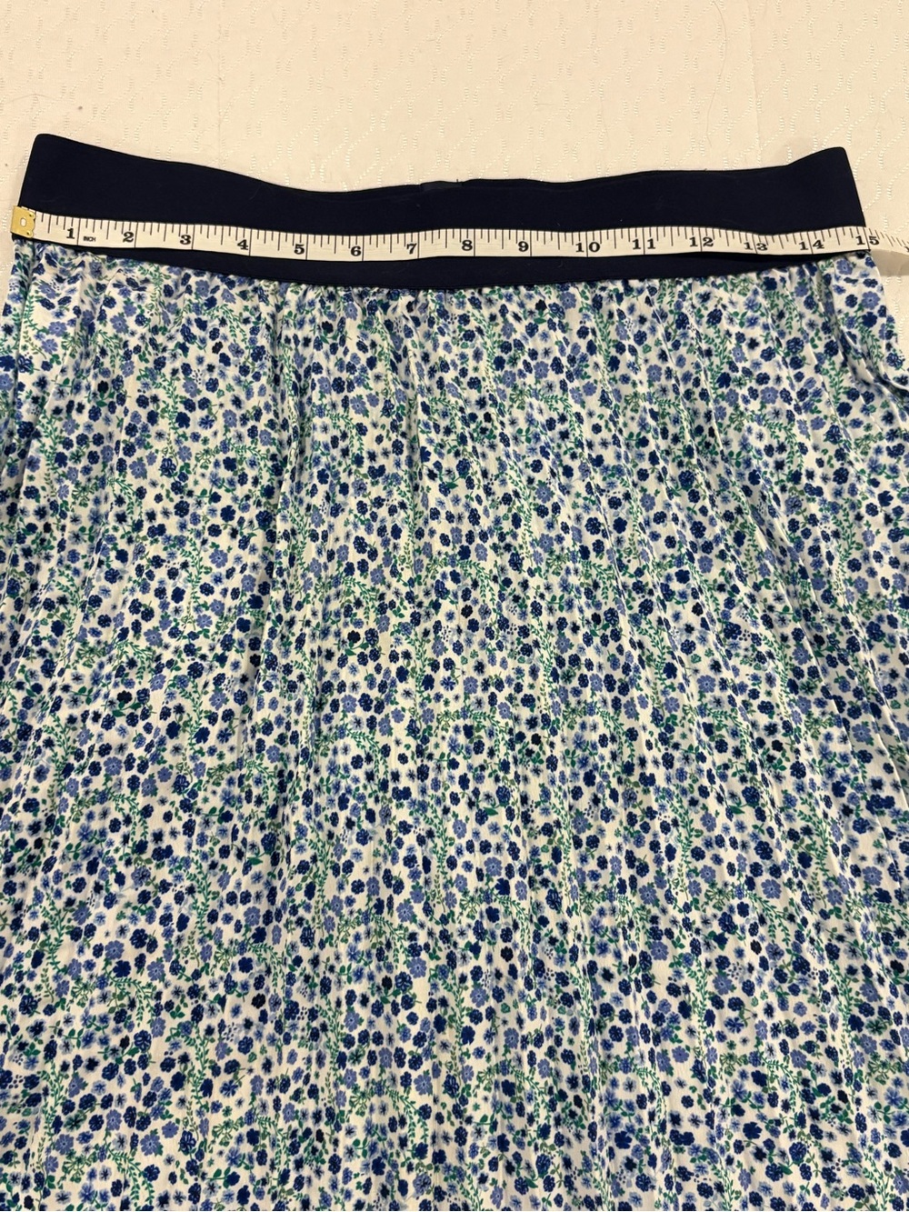 Véronique Cloutier Blue Floral A-Line Midi Skirt – Size M - Picture 2 of 2
